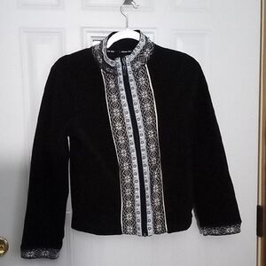 Alpine Polar Fleece Black Jacket with White and Cyan Accents